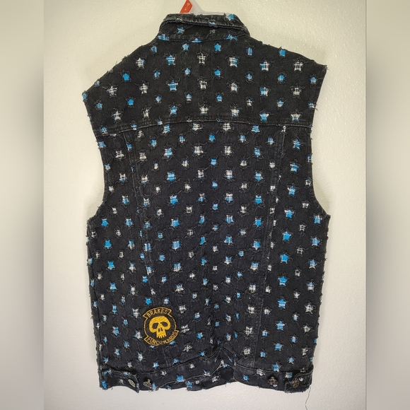 Imperious Men's Biker Motorcycle Denim Vest With Patches Sz XL Cotton - Picture 9 of 16